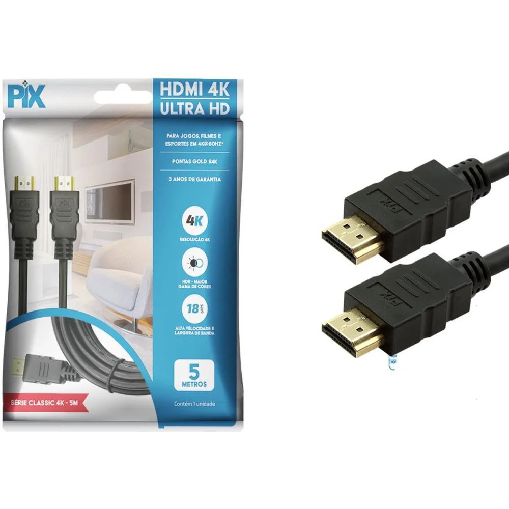 Cabo Hdmi Gold 2.0 4K Hdr 19P 5M. Santana Centro (Unidade)