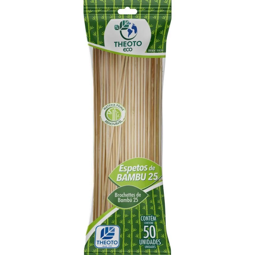 Espeto Madeira 25Cmx4Mm Bambu Theoto (Pct.c/50)