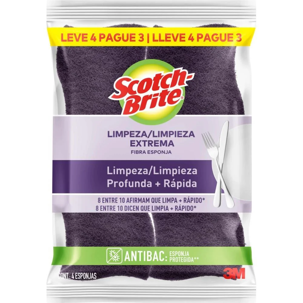 ESPONJA PARA LIMPEZA SCOTCH BRITE EXTREMA (ROXA) 3M (BL.C/04)