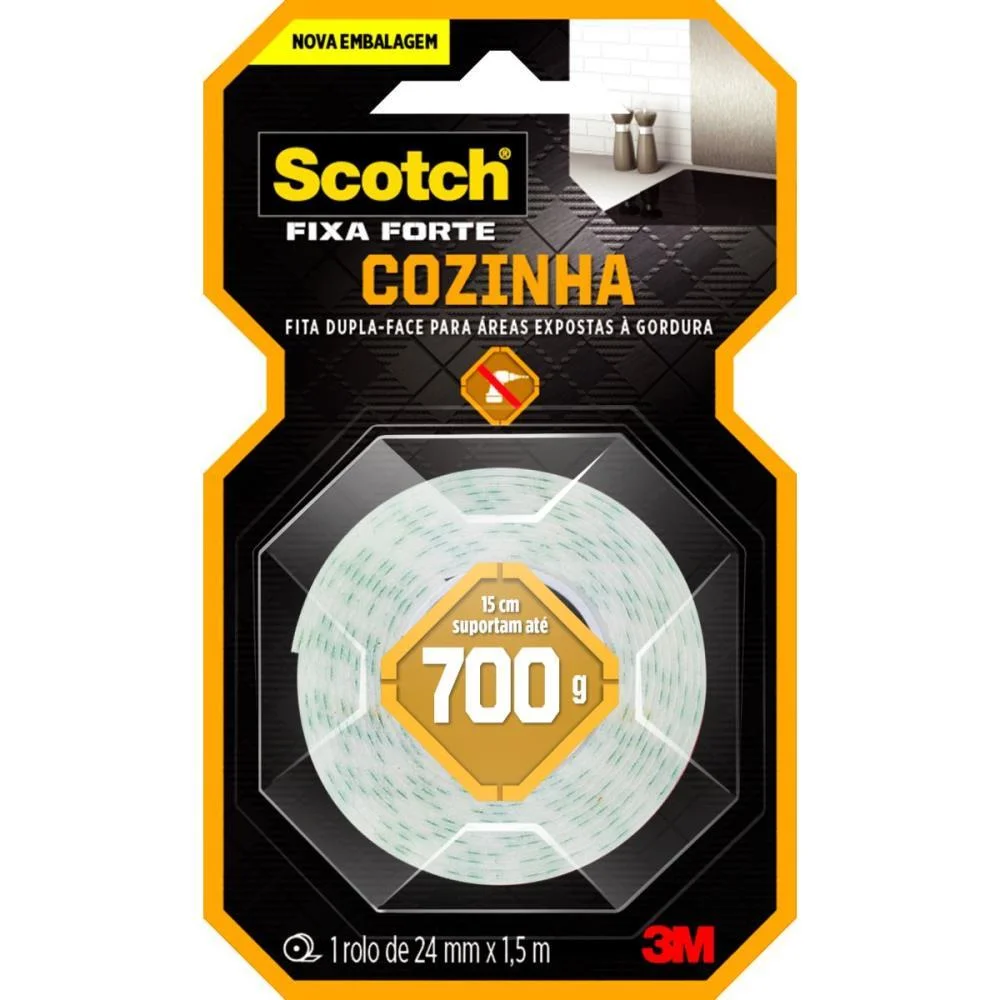 FITA FIXA FORTE COZINHA 24MMX1,5M 3M (UNIDADE)