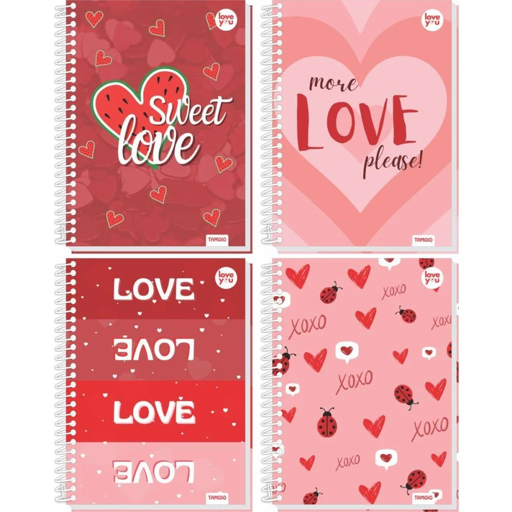 CADERNO 10X1 CAPA DURA LOVE YOU 160FLS TAMOIO (PCT.C/04)