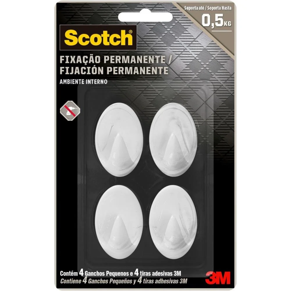 GANCHO Plástico SCOTCH PLAST. EXTREMA PEQ. C/4 3M (BLISTER)