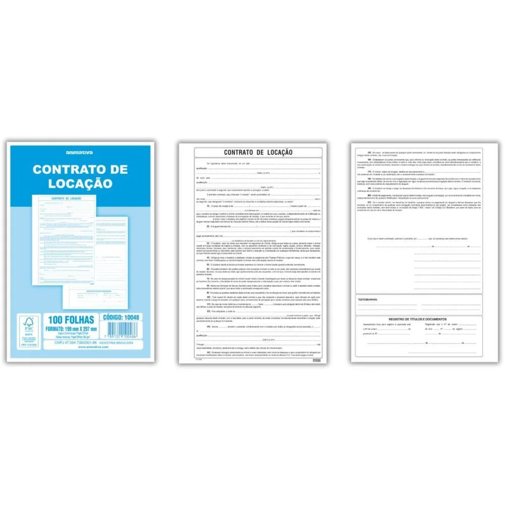 Talão Impresso Contrato De Locacao 100Fls. Animativa (Pct.c/05)