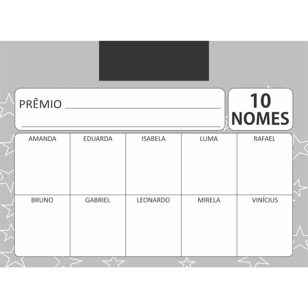 Cartela De Rifa C/10 Nomes Pct.c/50 Cartelas Tamoio (Pacote)