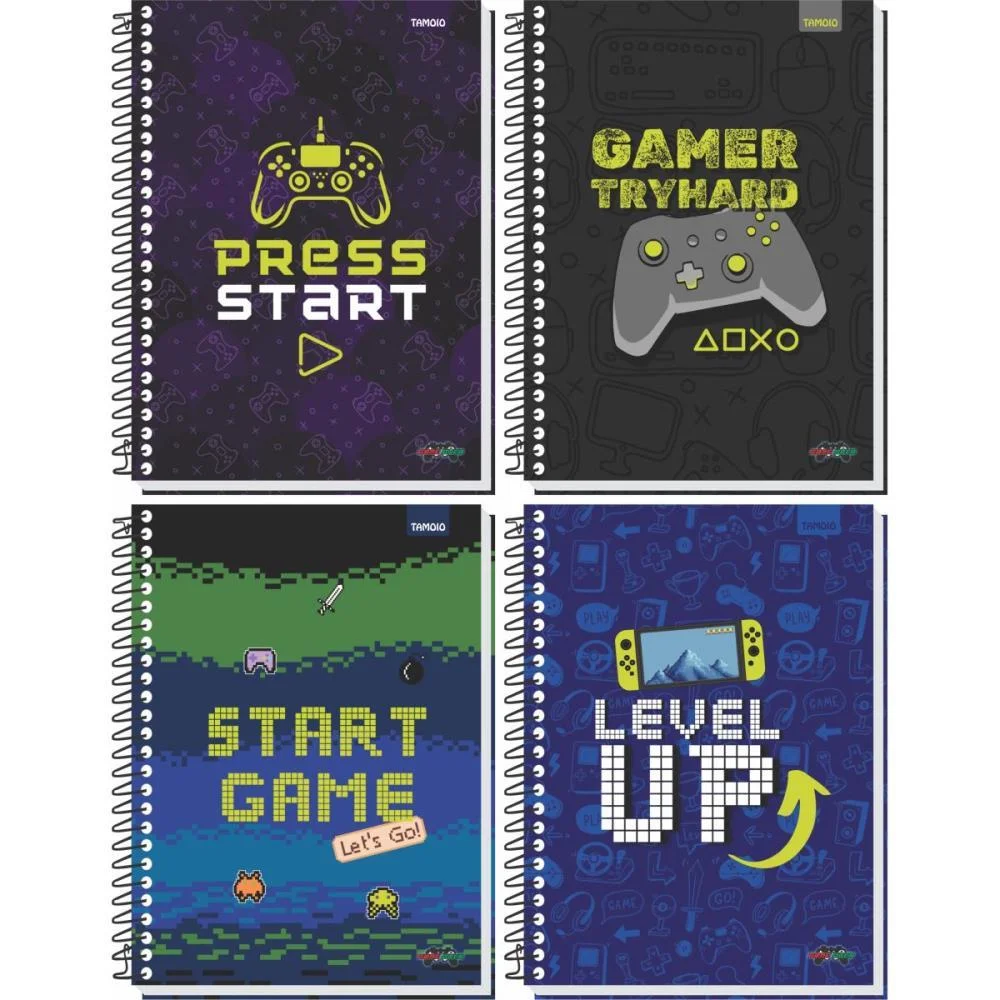 CADERNO 10X1 CAPA DURA GAME OVER 160 FOLHAS TAMOIO (PCT.C/04)