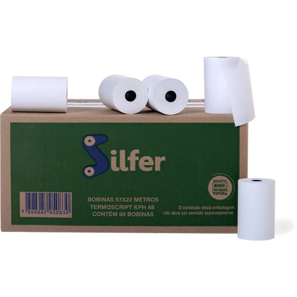 Bobina Termica 57Mmx22M Branca 48G. Silfer (Cx.c/60)