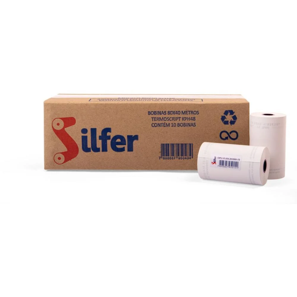 Bobina Termica 80Mmx40M Branca 48G. Silfer (Cx.c/10)