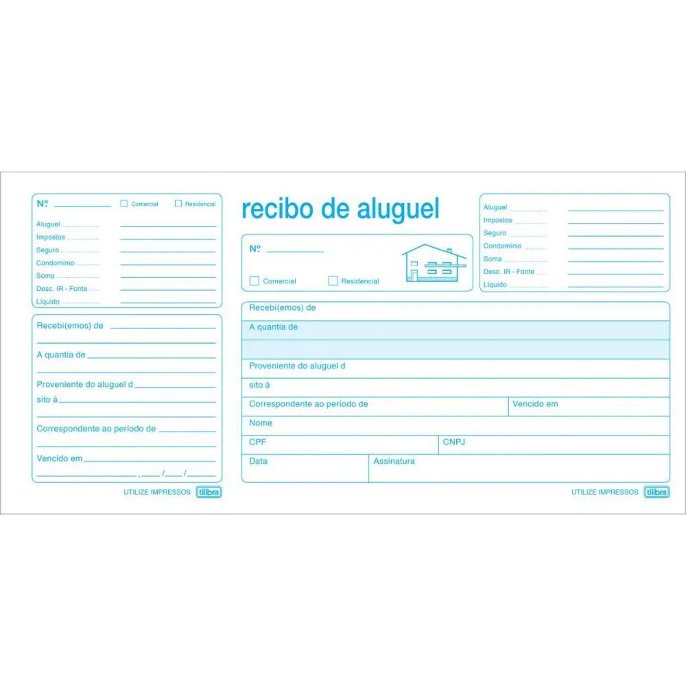 Impresso Recibo Aluguel Com Canhoto 50F Tilibra (Pct.c/20)
