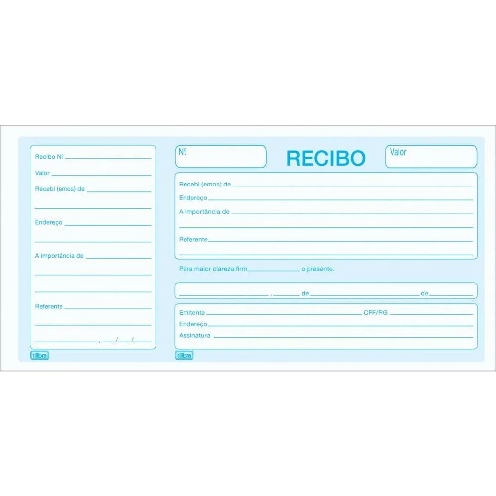 Impresso Recibo Comercial Com Canhoto 50F Tilibra (Pct.c/20)