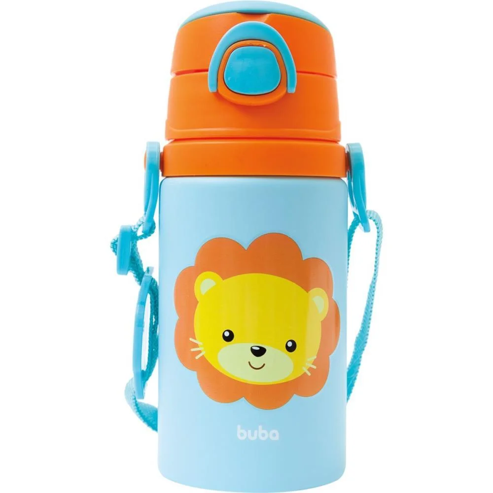 GARRAFA DE ALUMINIO ANIMAL FUN LEAO 450ML. FLIPTOP BUBA (UNIDADE)