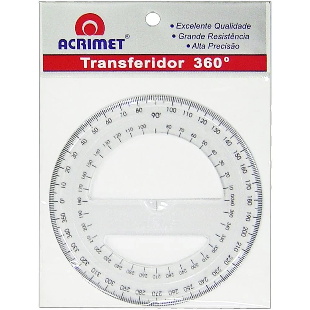 Transferidor Poliestireno 360 Graus Cristal Acrimet (Unidade)