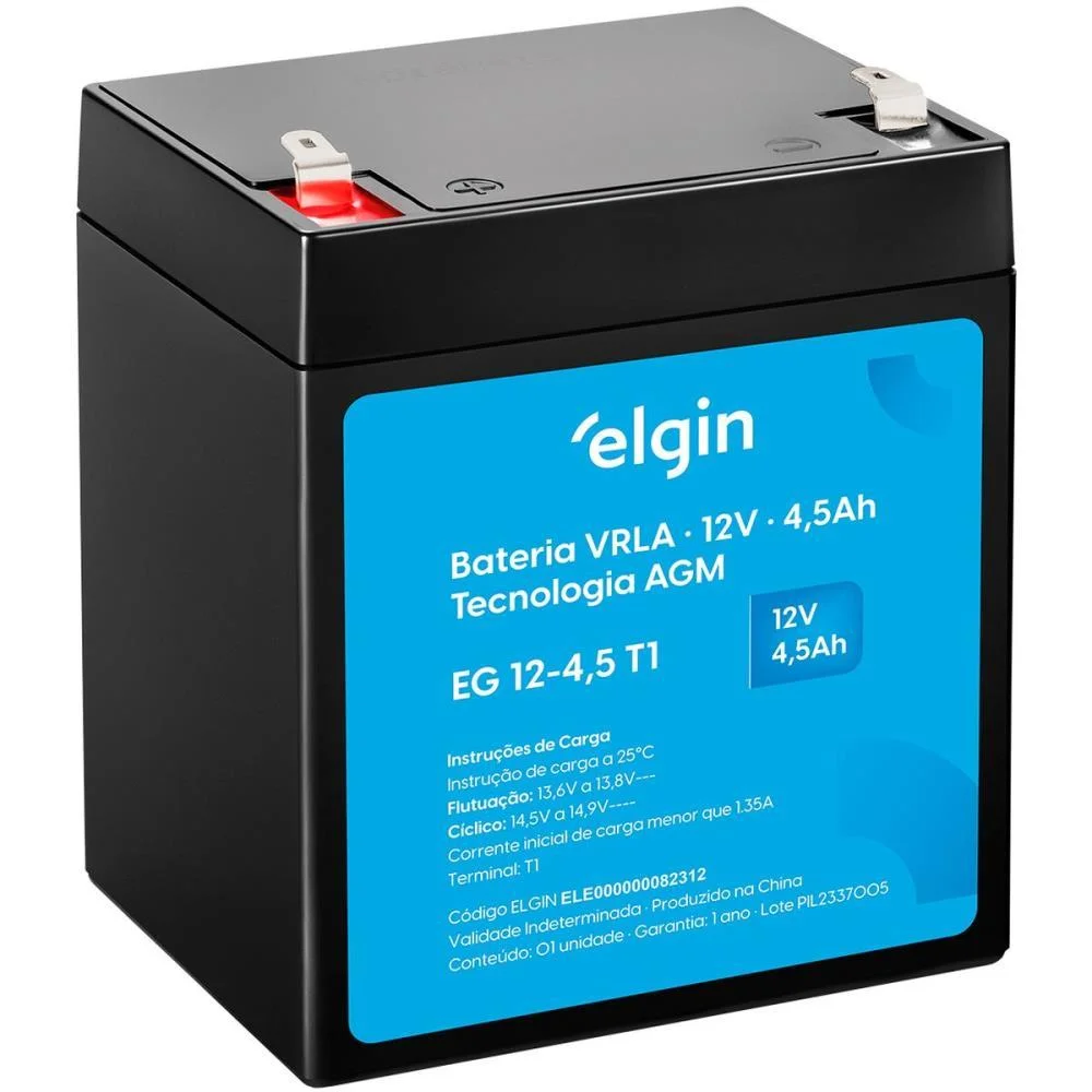 BATERIA SELADA 12V CHUMBO VRLA 4.5AH ELGIN (UNIDADE)