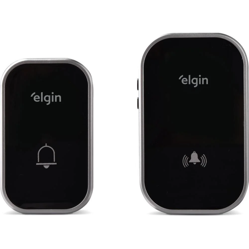 Campainha Residencial S/Fio Preta Conjunto Elgin (Unidade)