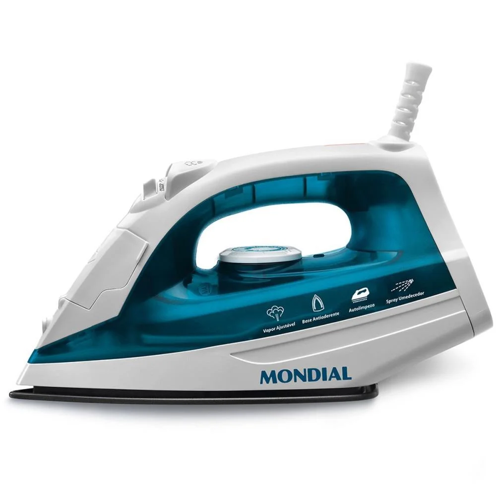 Ferro De Passar A Vapor 127V Bco/Azul Mondial (Unidade)