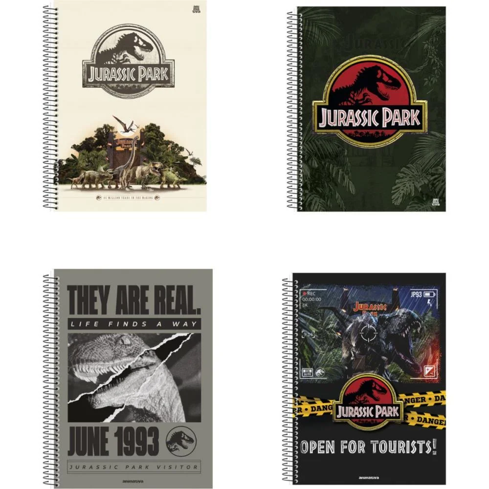CADERNO 10X1 CAPA DURA JURASSIC PARK 160F ANIMATIVA (PCT.C/04)