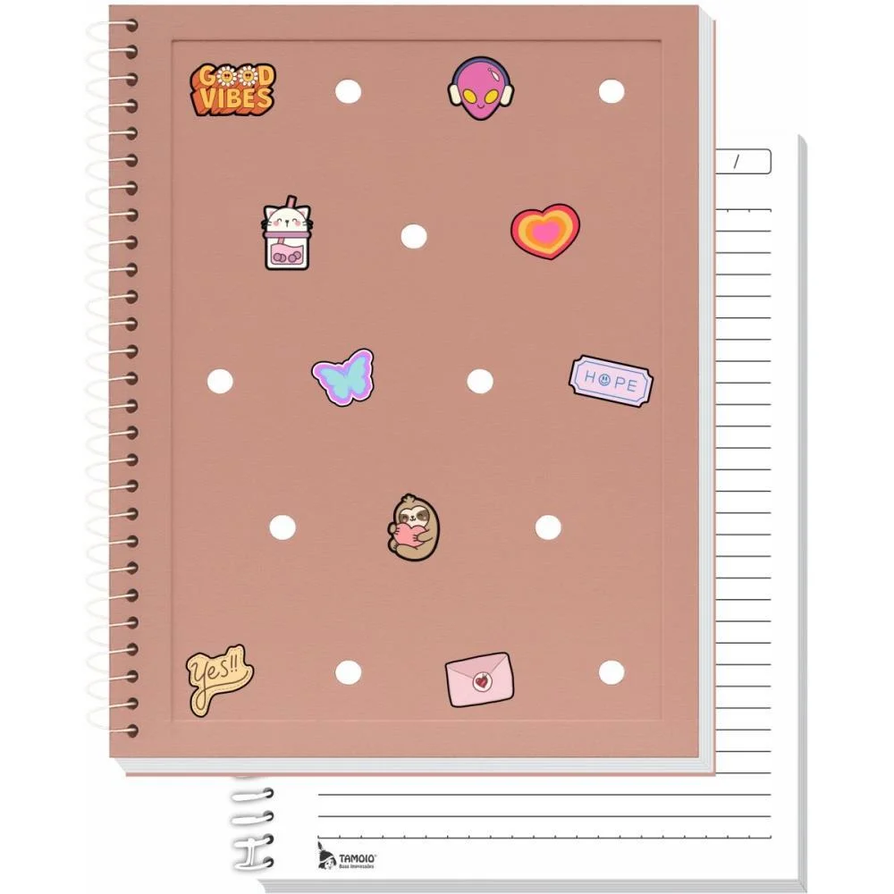 CADERNO 10X1 CAPA DURA CHARMS ROSA 160FLS TAMOIO (UNIDADE)