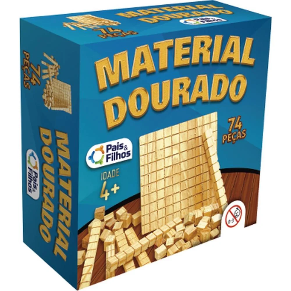 Material Dourado Educativo C/74 Pecas Madeira Pais E Filhos (Unidade)