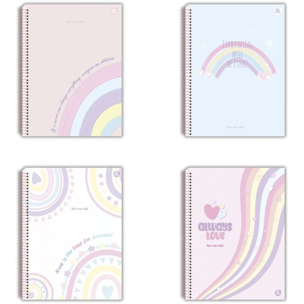 CADERNO 10X1 CAPA DURA ARC-EN-CIEL 160F ANIMATIVA (PCT.C/04)