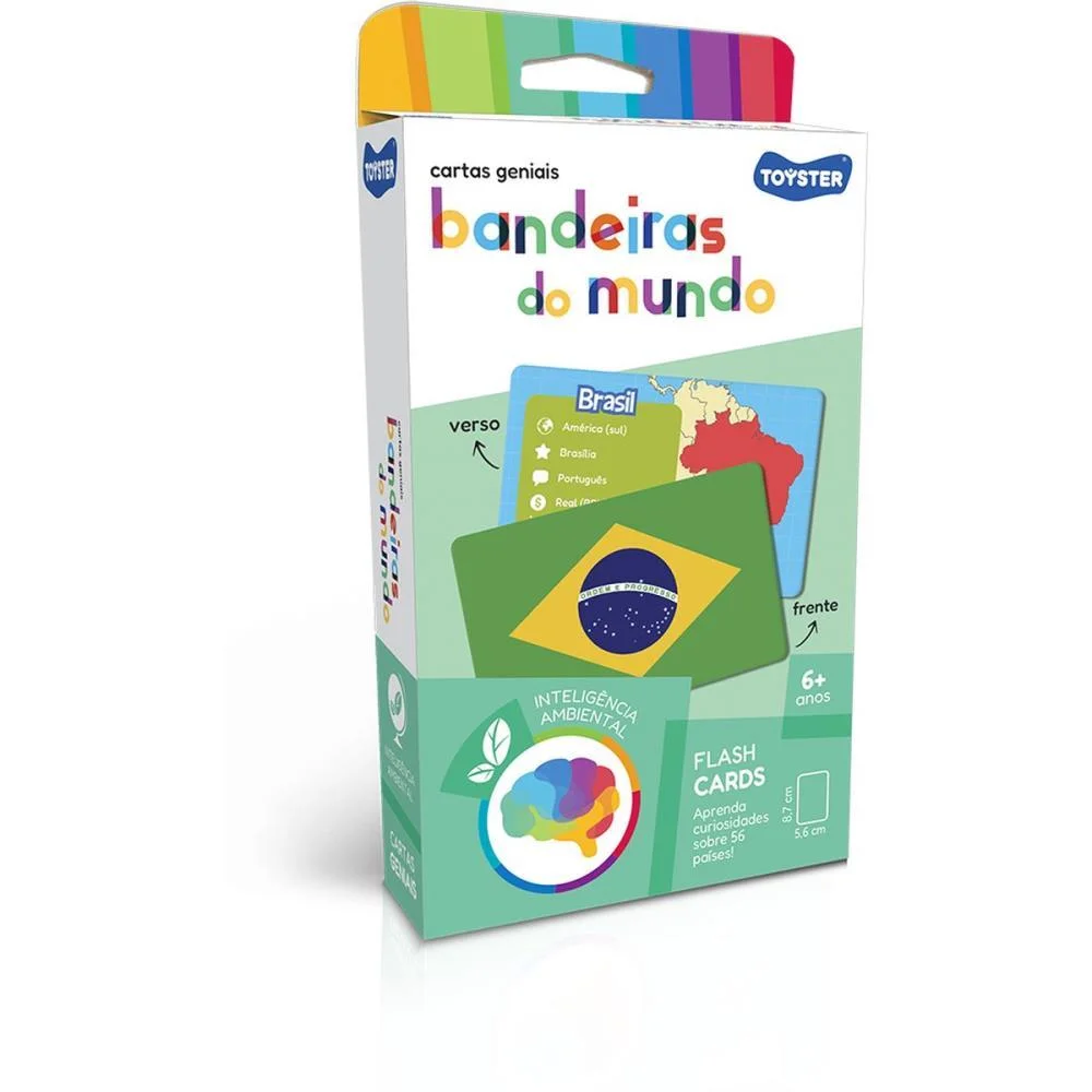 JOGO EDUCATIVO CARTAS GENIAIS BANDEIRAS MUNDO TOYSTER (UNIDADE)