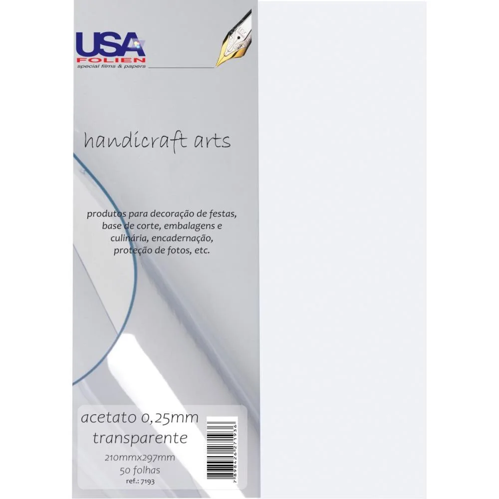 Capa Para Encadernacao A4 Acetato Cristal 0,25Mm Usa Folien (Pct.c/50)