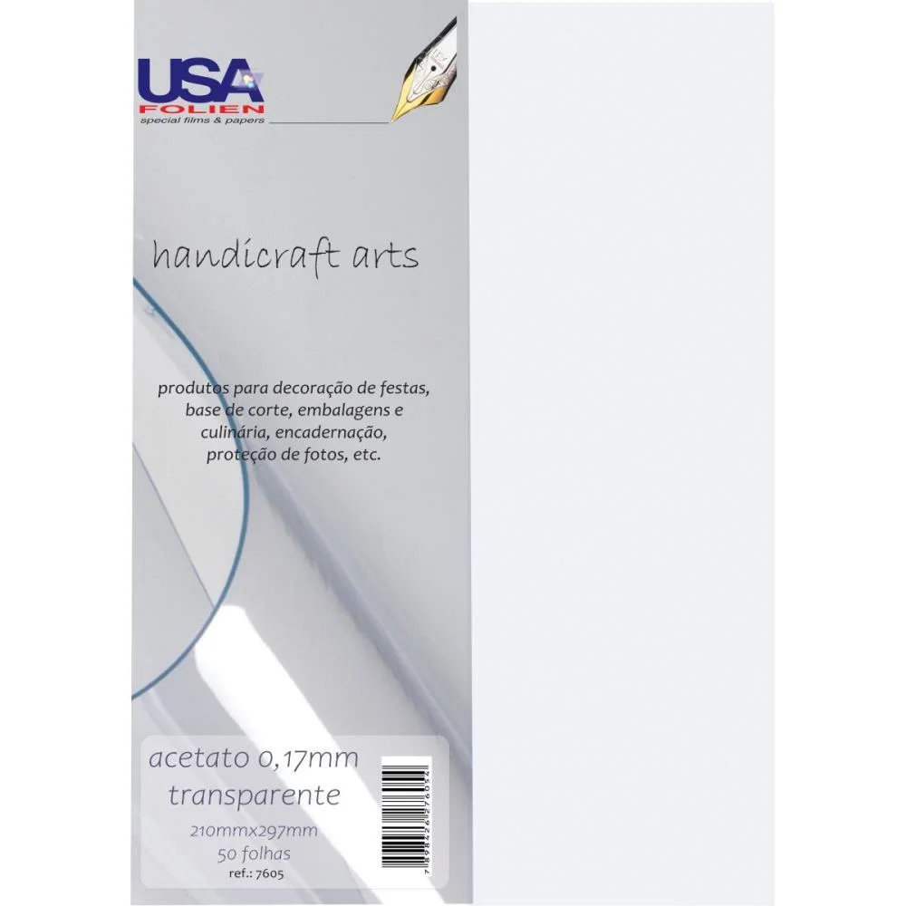CAPA PARA ENCADERNACAO A4 ACETATO CRISTAL 0,17MM USA FOLIEN (PCT.C/50)
