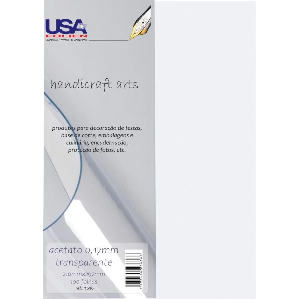 CAPA PARA ENCADERNACAO A4 ACETATO CRISTAL 0,17MM USA FOLIEN (PCT.C/100)