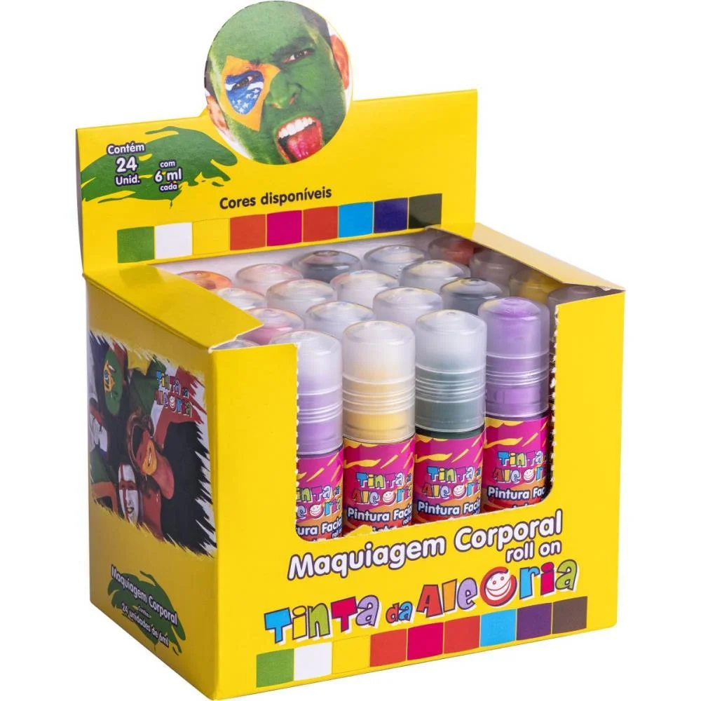 Pintura Facial Roll On 6Ml (S) Dalegria (Cx.c/24)