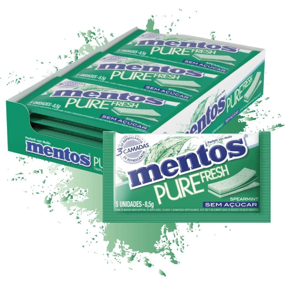 GOMA DE MASCAR MENTOS PURE SPEARMINT 8,5G PERFETTI VAN MELLE (DP.C/15)