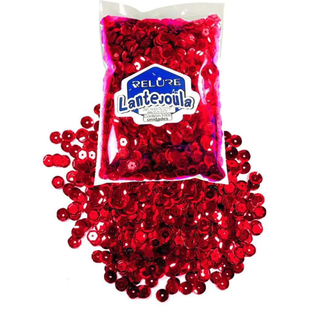LANTEJOULA METALIZADA VERMELHA N.6 C/1000UNID. HONEY (PACOTE)