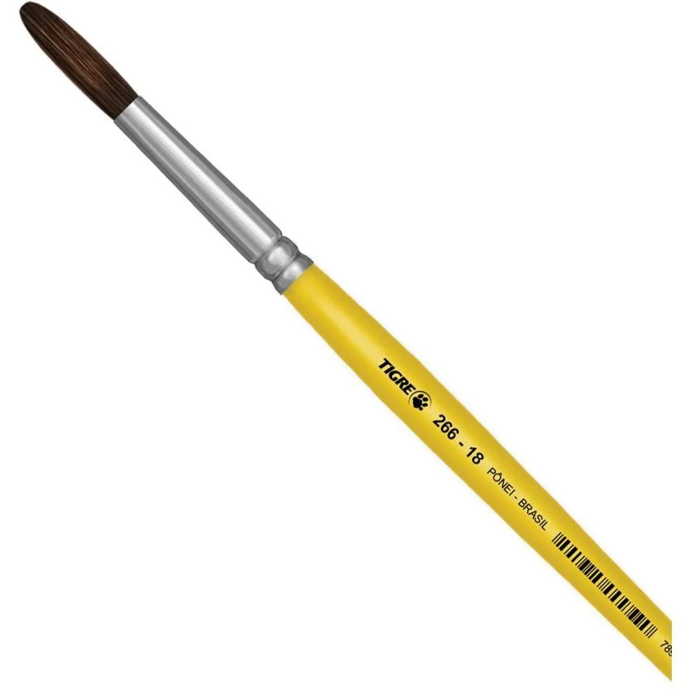PINCEL ESCOLAR REDONDO 266 N.18 AMARELO PINCEIS TIGRE (DUZIA)