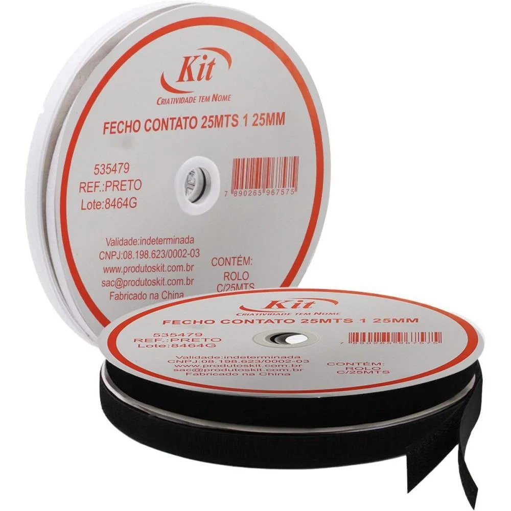 VELCRO 25MM PRETO C/25MT KIT (ROLO)