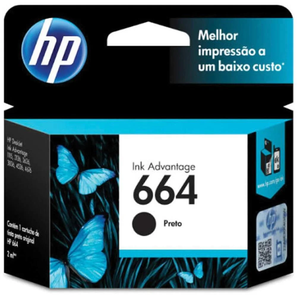 Cartucho Original Hp 664 Preto Ink Advantage Hp (Unidade)