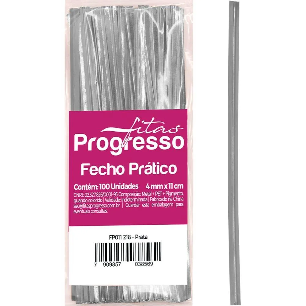 FECHO METALICO PRATA 4MMX11CM. FITAS PROGRESSO (PCT.C/100)