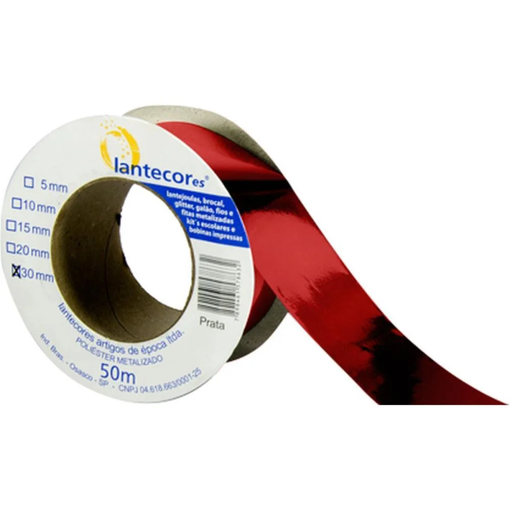 Fita Metaloide 15Mmx50Mts. Vermelho Lantecor (Unidade)