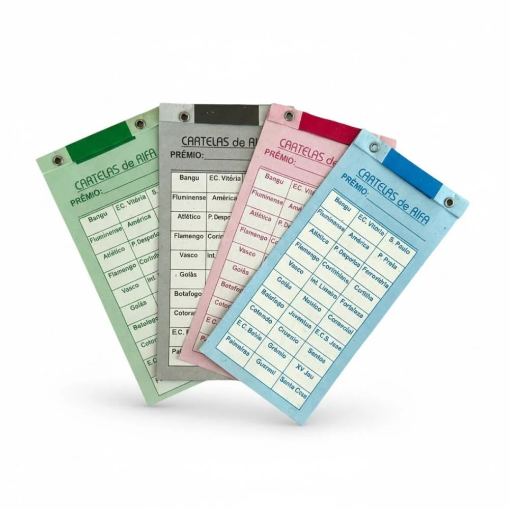 CARTELA DE RIFA C/30 TIMES PCT.C/50 CARTELAS GRAFICA GUERRA (PACOTE)