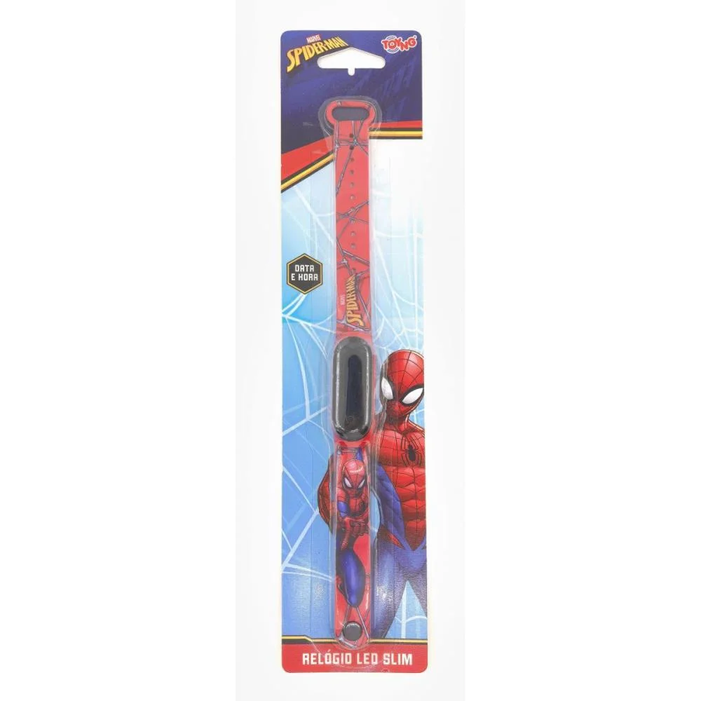 Relogio Infantil Spider-Man Slim Led Data/Hora Toyng (Unidade)