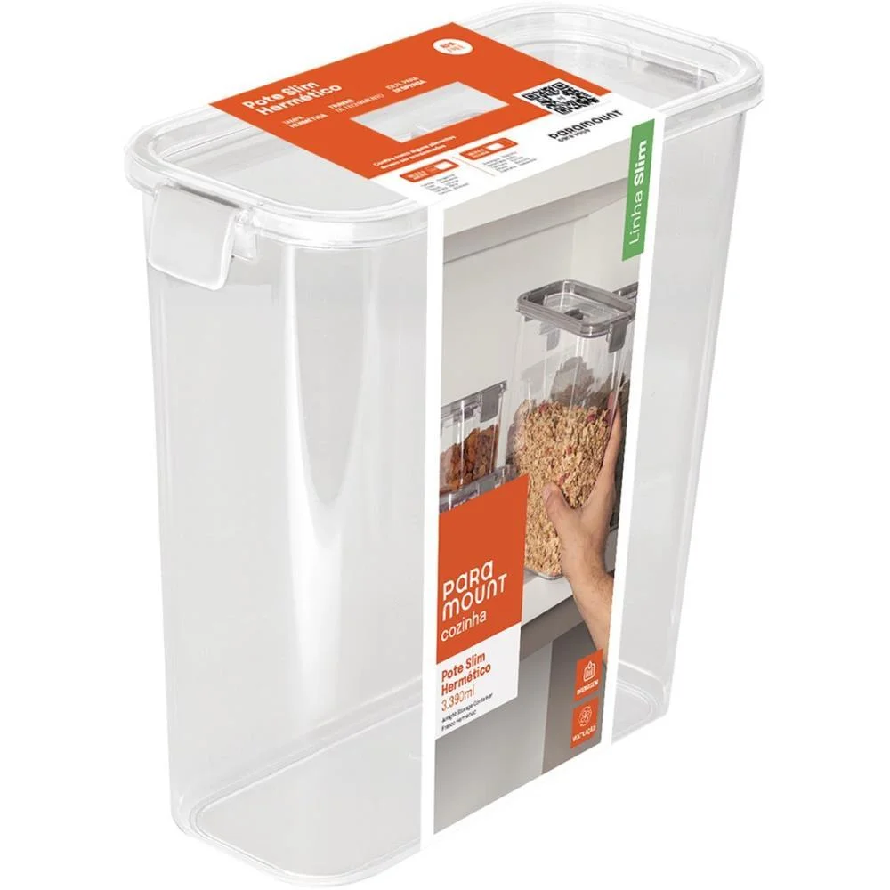 Pote Acrilico Slim Multiuso 3390Ml Branco Paramount (Unidade)