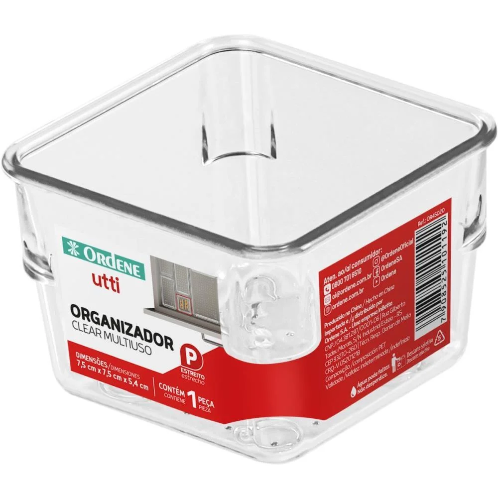 POTE ACRILICO HERMETIC 7,5CM P QUADRADO ORDENE (UNIDADE)