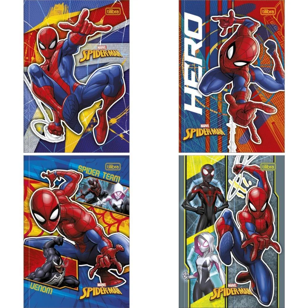 CADERNO BROCHURA 1/4 CAPA DURA SPIDER MAN TOP 48 FOLHAS TILIBRA (PCT.C/05)