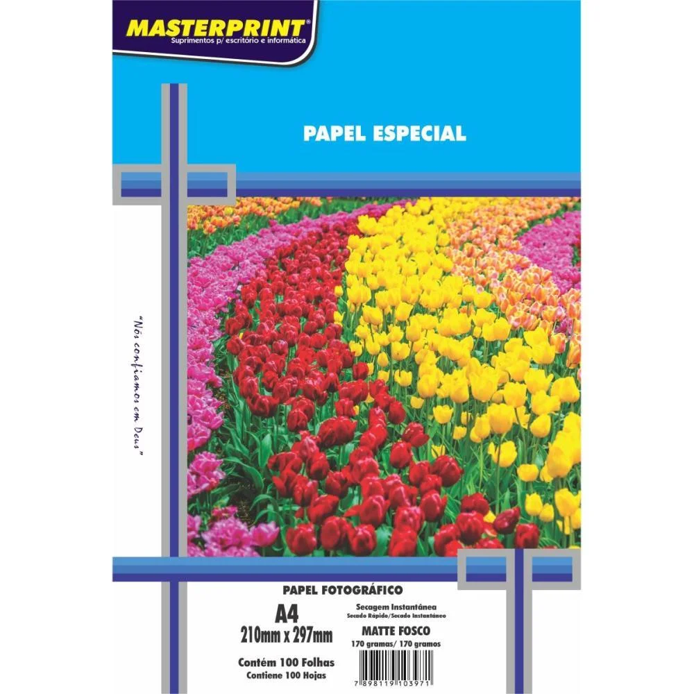 PAPEL FOTOGRAFICO INKJET A4 MATTE 170G MASTERPRINT (PCT.C/100)