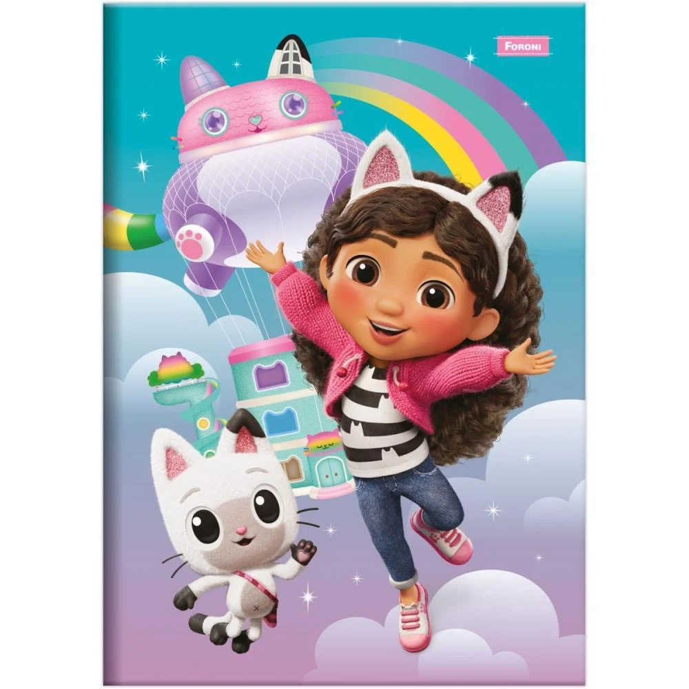 CADERNO BROCHURA 1/4 CAPA DURA A CASA MAGICA DA GABBY 80FLS FORONI (PCT.C/05)