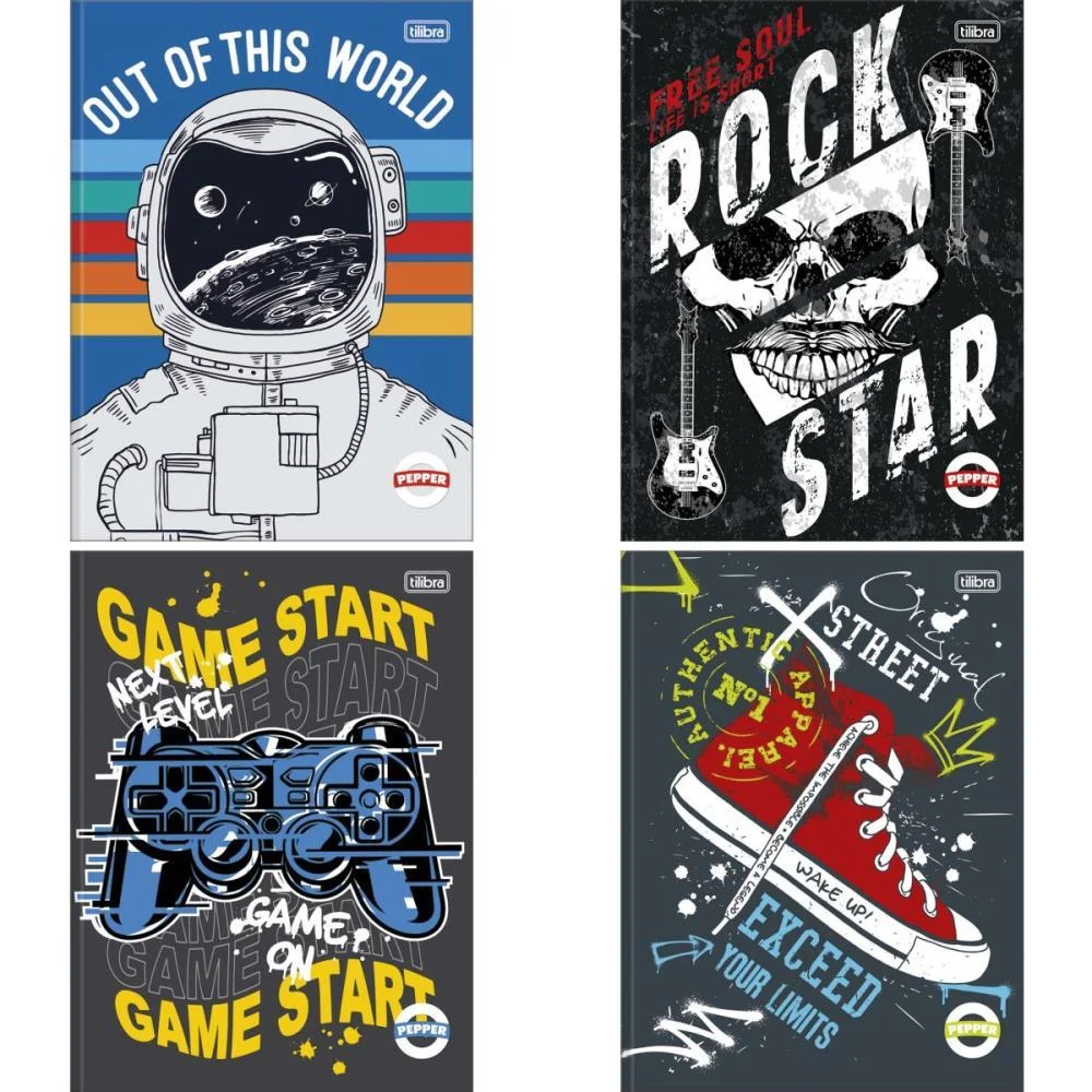 CADERNO BROCHURAO CAPA DURA PEPPER 80FLS MASCULINO TILIBRA (PCT.C/05)