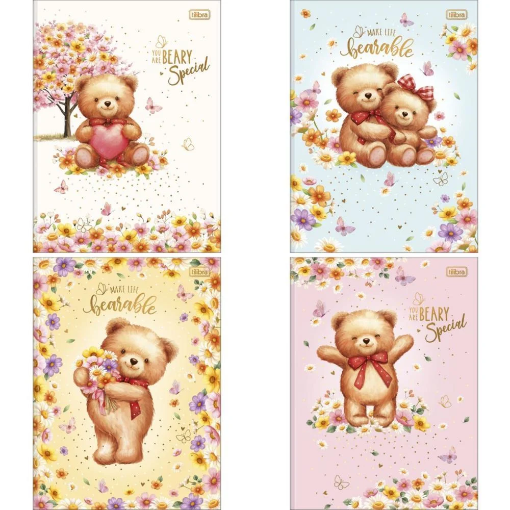 CADERNO BROCHURAO CAPA DURA LOVE BEARS 80FLS TILIBRA (PCT.C/05)