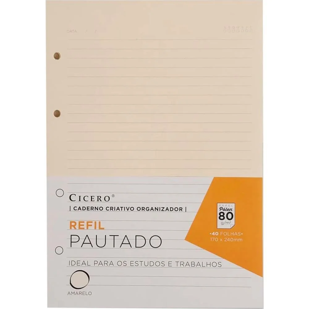 CADERNO CRIATIVO REFIL PAUTADO 40F 80G 170X240 CICERO (PACOTE)