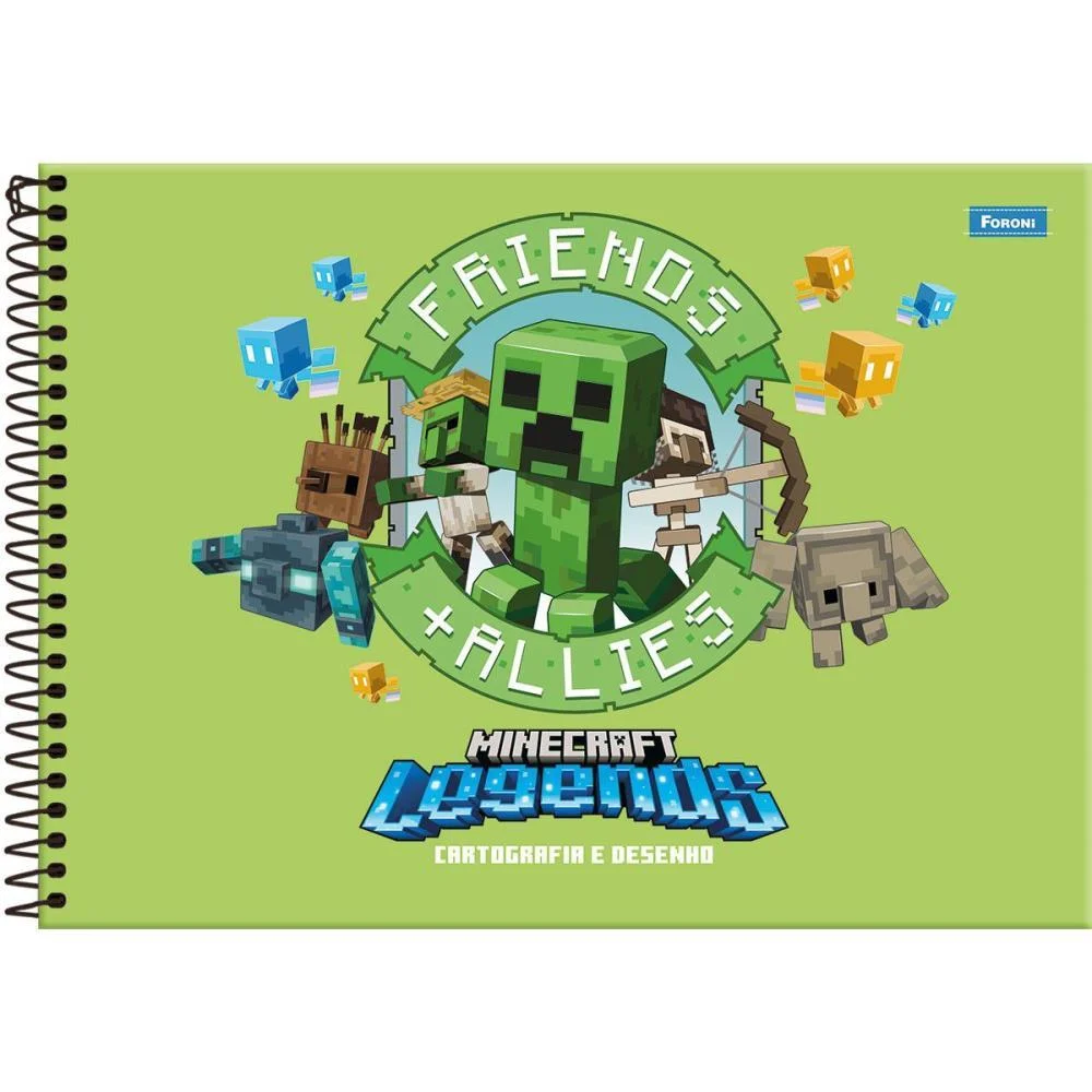 CADERNO DESENHO UNIV CAPA DURA MINECRAFT 80F FORONI (PCT.C/05)