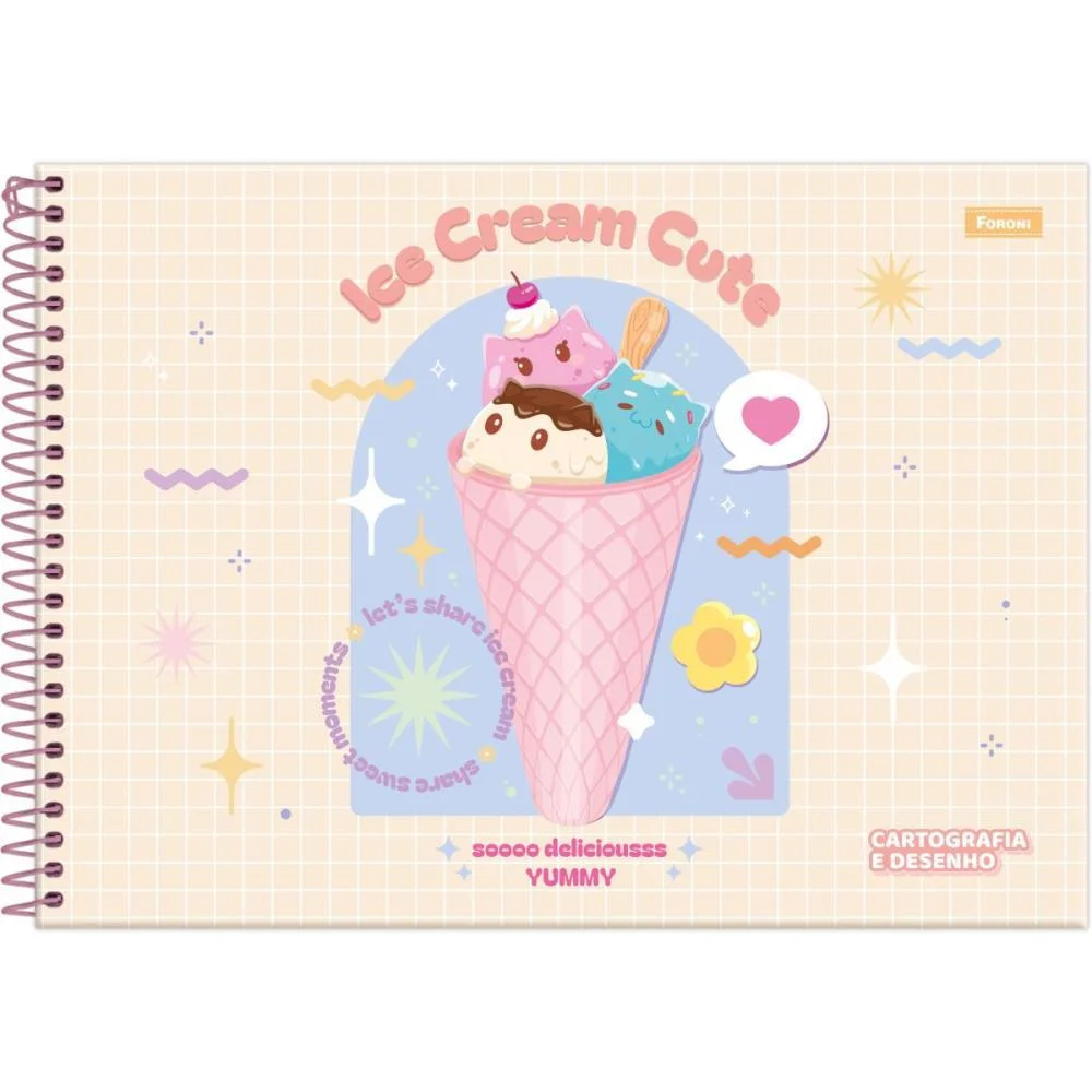 CADERNO DESENHO UNIV CAPA DURA SUGAR RUSH 80F FORONI (PCT.C/05)