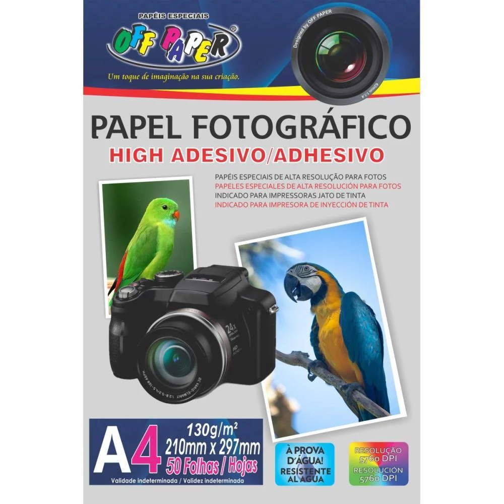 PAPEL FOTOGRAFICO INKJET A4 HIGH ADESIVO 130G. OFF PAPER (PCT.C/50)
