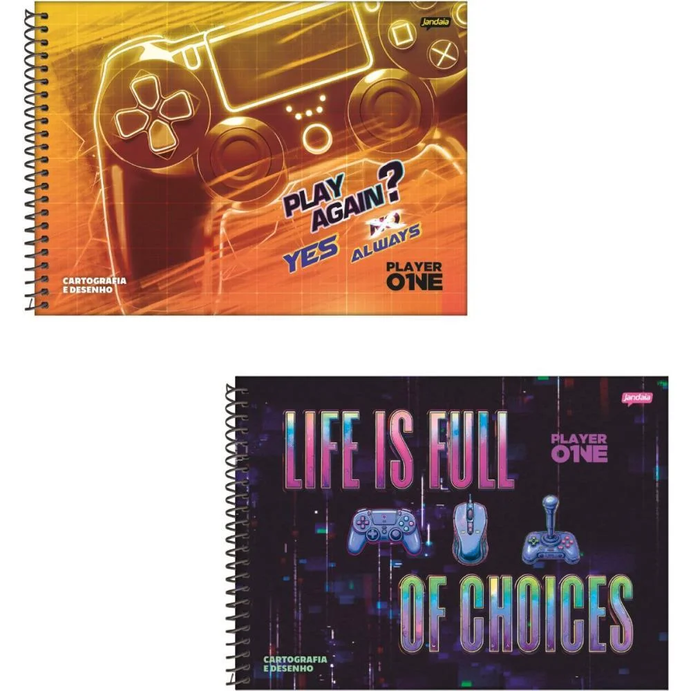 CADERNO DESENHO UNIV CAPA DURA PLAYER 1 80FLS. JANDAIA (PCT.C/04)