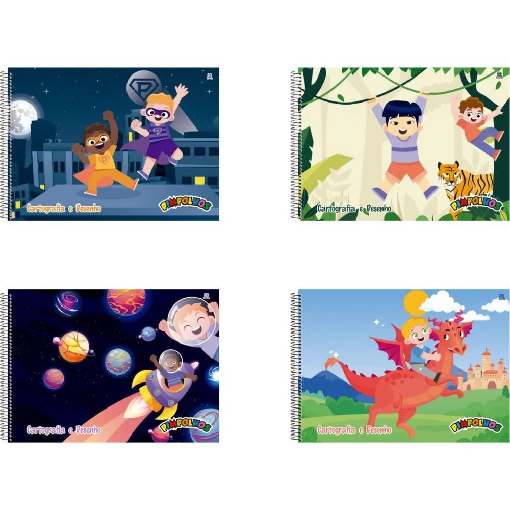 CADERNO DESENHO UNIV CAPA DURA PIMPOLHOS MASCULINO 60F ANIMATIVA (PCT.C/05)