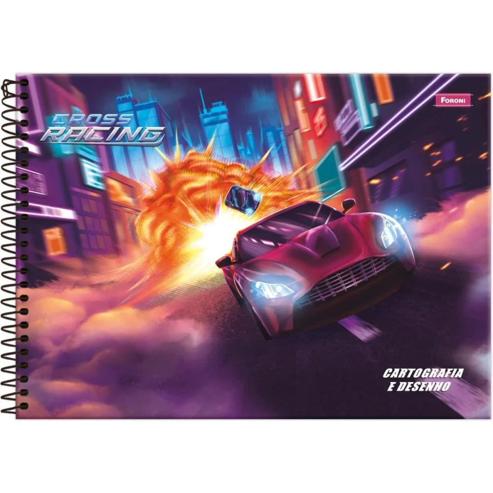 CADERNO DESENHO UNIV CAPA DURA CROSS RACING 80F FORONI (PCT.C/05)
